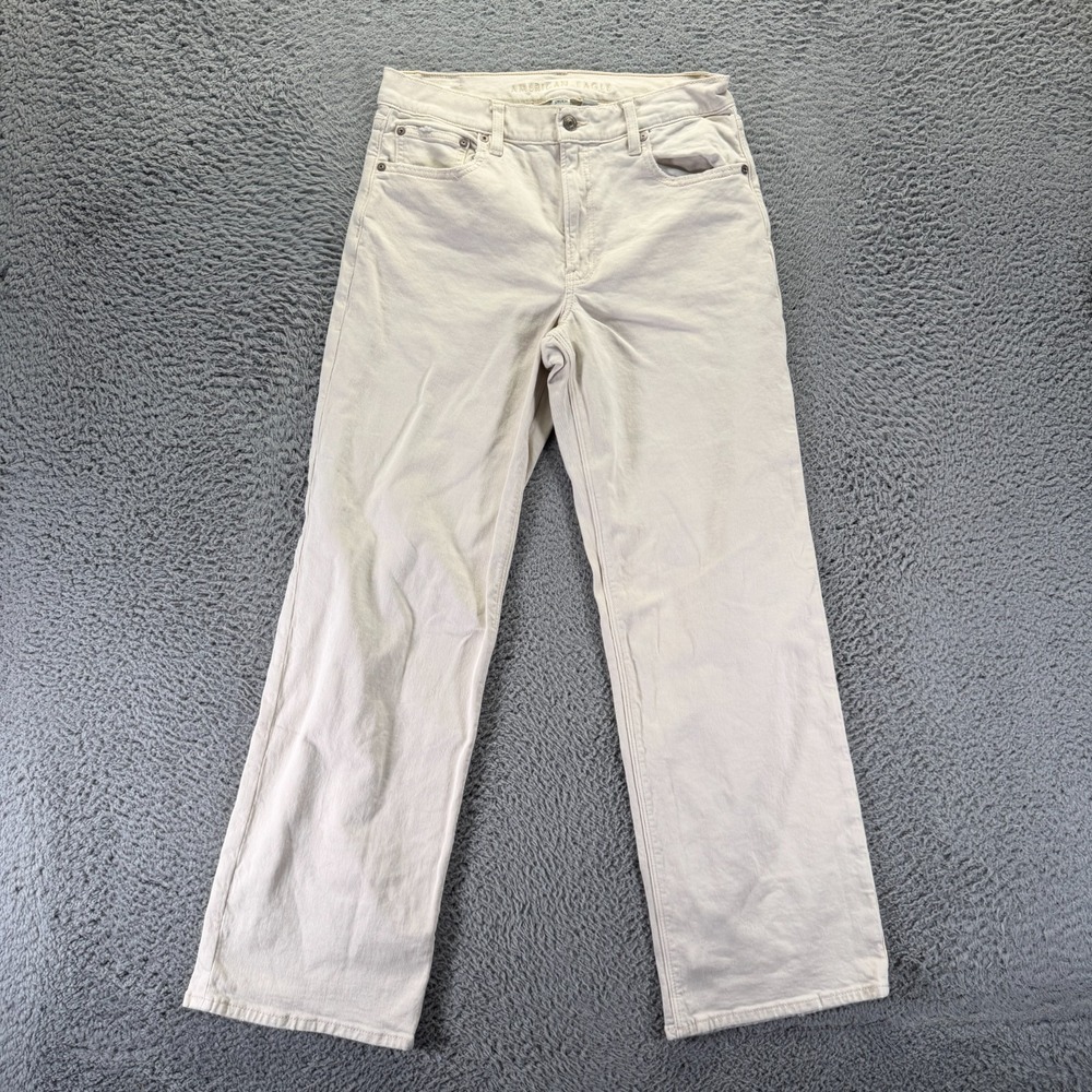 American Eagle Outfitters Stovepipe Jeans Womens 6 Beige Cotton Denim Straight